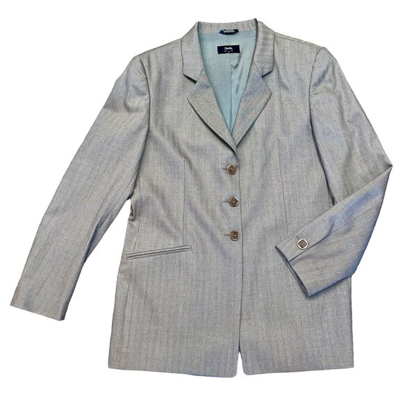 Zanella Blazer Amanda Herringbone Wool Blend Career Neutral Beige - Picture 1 of 8